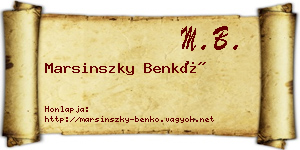 Marsinszky Benkő névjegykártya